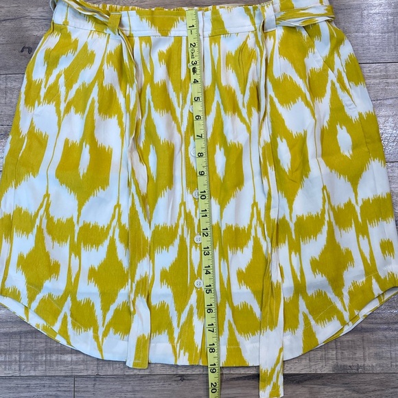 NWT Ann Taylor LOFT Ikat Islander button Skirt Petites Medium Lemon Yellow (P26) - Picture 4 of 9